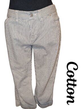 Thalia Sodi Striped Cotton Crop Pants
